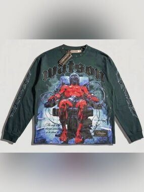 Watson Graphic Crewneck Sweatshirt - Dark Green with Red Graphic